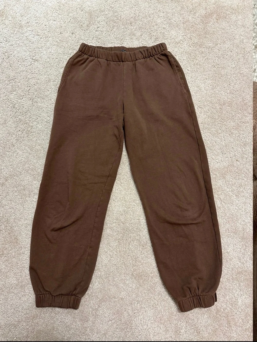 Brandy Melville Brown Elastic-Waist Jogger Pants - Picture 1 of 2